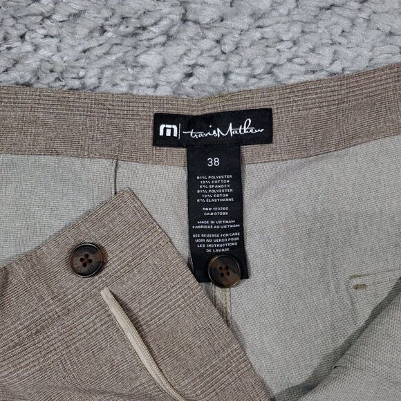 Travis Mathew Grommet 9” Stripe Khaki Tan Brown Golf Shorts Size 38 Stretch - Picture 4 of 9